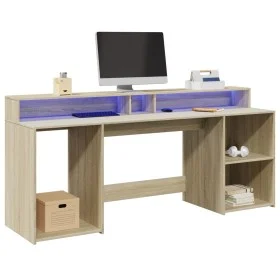 Schreibtisch mit LED-Beleuchtung, Eichenholz Sonoma, 200x55x91 cm. von , Schreibtische - Ref: Foro24-3309440, Preis: 180,59 €...