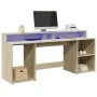 Escritorio con LED madera ingeniería roble Sonoma 200x55x91 cm by , Desks - Ref: Foro24-3309440, Price: 180,58 €, Discount: %