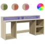 Escritorio con LED madera ingeniería roble Sonoma 200x55x91 cm by , Desks - Ref: Foro24-3309440, Price: 180,58 €, Discount: %