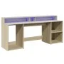Escritorio con LED madera ingeniería roble Sonoma 200x55x91 cm by , Desks - Ref: Foro24-3309440, Price: 180,58 €, Discount: %