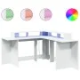 Schreibtisch mit LED-Licht, Holzwerkstoff, weiß, 152x152x91 cm. von , Schreibtische - Ref: Foro24-3309456, Preis: 164,61 €, R...