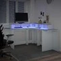 Schreibtisch mit LED-Licht, Holzwerkstoff, weiß, 152x152x91 cm. von , Schreibtische - Ref: Foro24-3309456, Preis: 164,61 €, R...