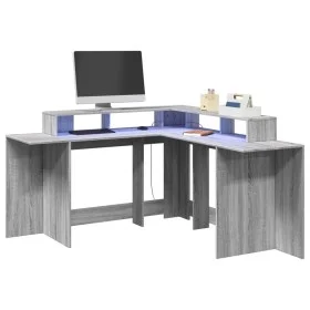 Escritorio con LED madera ingeniería gris sonoma 152x152x91 cm by , Desks - Ref: Foro24-3309461, Price: 167,56 €, Discount: %