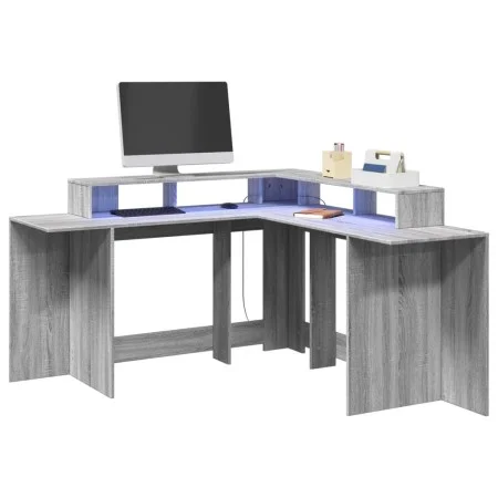 Escritorio con LED madera ingeniería gris sonoma 152x152x91 cm by , Desks - Ref: Foro24-3309461, Price: 167,55 €, Discount: %