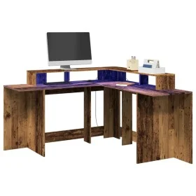 Schreibtisch mit LED-Beleuchtung, verwittertes Holz, 152x152x91 cm. von , Schreibtische - Ref: Foro24-3309463, Preis: 157,31 ...