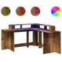 Schreibtisch mit LED-Beleuchtung, verwittertes Holz, 152x152x91 cm. von , Schreibtische - Ref: Foro24-3309463, Preis: 157,31 ...