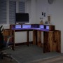 Escritorio con LED madera ingeniería envejecida 152x152x91 cm by , Desks - Ref: Foro24-3309463, Price: 159,42 €, Discount: %