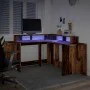 Schreibtisch mit LED-Beleuchtung, verwittertes Holz, 152x152x91 cm. von , Schreibtische - Ref: Foro24-3309463, Preis: 157,31 ...