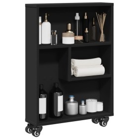 Carrito de almacenaje estrecho madera negro 48x13x68 cm de , Librerías y estanterías - Ref: Foro24-855224, Precio: 51,41 €, D...