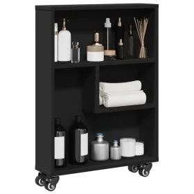 Schmaler Aufbewahrungswagen aus schwarzem Holz, 48x13x68 cm. von , Bücherregale und Regale - Ref: Foro24-855224, Preis: 62,38...