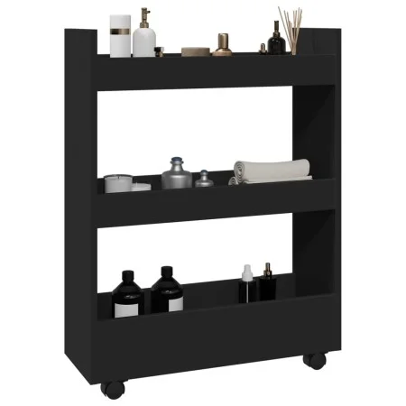 Carro de almacenaje estrecho 3 niveles madera ingeniería negro by , Kitchen and dining carts - Ref: Foro24-855251, Price: 50,...