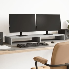 Soporte de pantalla madera ingeniería gris hormigón 100x27x10cm by , Computer bases and risers - Ref: Foro24-854655, Price: 2...