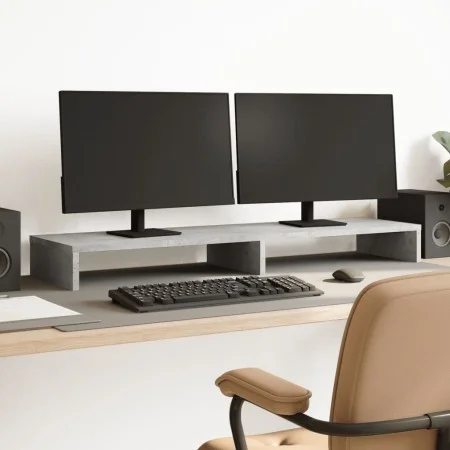 Soporte de pantalla madera ingeniería gris hormigón 100x27x10cm by , Computer bases and risers - Ref: Foro24-854655, Price: 2...