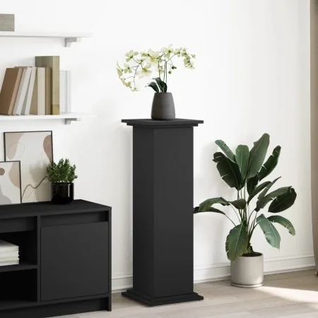 Pedestal expositor con almacenaje madera negro 31x30x90 cm de , Soportes para macetas - Ref: Foro24-854608, Precio: 66,79 €, ...