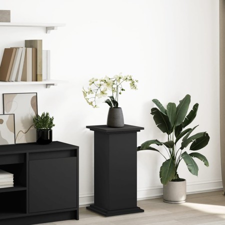 Pedestal expositor con almacenaje madera negro 31x30x60 cm de , Soportes para macetas - Ref: Foro24-854617, Precio: 60,86 €, ...