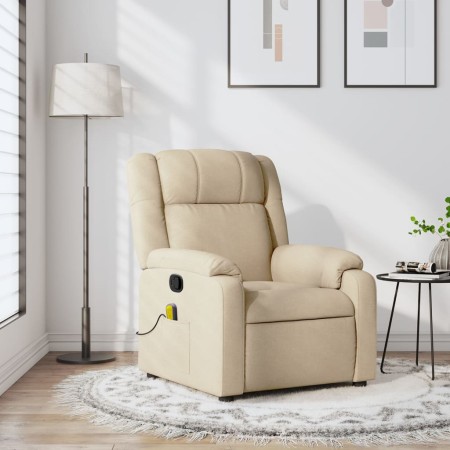Sillón de masaje reclinable de tela crema de , Sillones - Ref: Foro24-373557, Precio: 262,73 €, Descuento: %