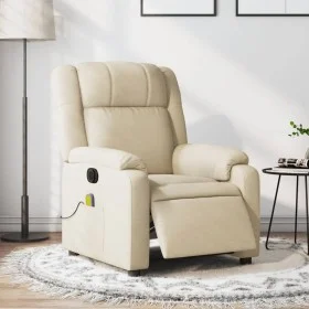 Sillón reclinable de masaje eléctrico tela color crema de , Sillones - Ref: Foro24-3205199, Precio: 298,08 €, Descuento: %