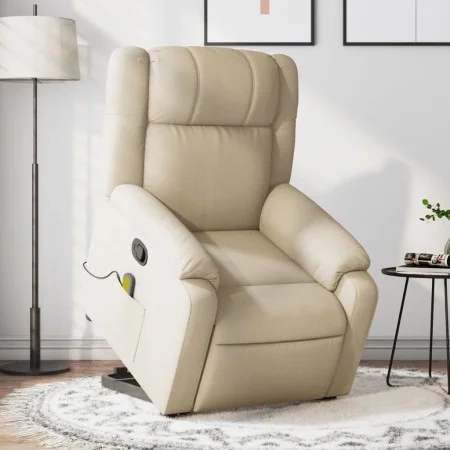 Cream-colored fabric reclining foot massage chair by , Armchairs - Ref: Foro24-3205223, Price: 336,19 €, Discount: %
