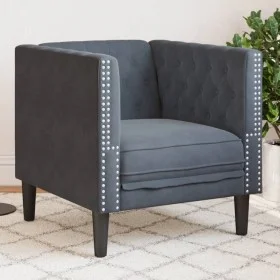 Sillón Chesterfield de terciopelo gris oscuro de , Sofás - Ref: Foro24-372674, Precio: 163,04 €, Descuento: %
