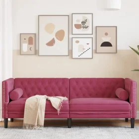 Chesterfield 3-seater sofa with red velvet cushions by , Sofas - Ref: Foro24-372697, Price: 326,64 €, Discount: %