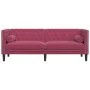 Sofá Chesterfield 3 plazas con cojines terciopelo rojo tinto de , Sofás - Ref: Foro24-372697, Precio: 331,46 €, Descuento: %