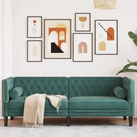 Chesterfield-Sofa mit 3 Plätzen und dunkelgrünen Samtkissen. von , Sofas - Ref: Foro24-372695, Preis: 335,02 €, Rabatt: %