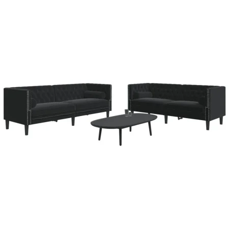 Chesterfield sofa set with 2 black velvet cushions. by , Sofas - Ref: Foro24-3209296, Price: 661,68 €, Discount: %