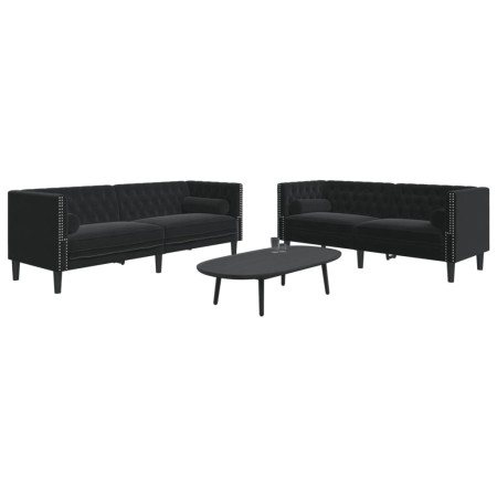 Chesterfield-Sofagarnitur mit 2 schwarzen Samtkissen von , Sofas - Ref: Foro24-3209296, Preis: 526,82 €, Rabatt: %