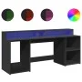 Engineered wood black desk with LED light 200x55x91 cm by , Desks - Ref: Foro24-3309439, Price: 209,57 €, Discount: %