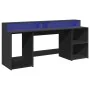 Schreibtisch mit LED-Beleuchtung, aus schwarzem Ingenieurholz, 200x55x91 cm. von , Schreibtische - Ref: Foro24-3309439, Preis...