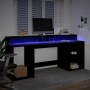 Engineered wood black desk with LED light 200x55x91 cm by , Desks - Ref: Foro24-3309439, Price: 212,85 €, Discount: %