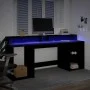 Schreibtisch mit LED-Beleuchtung, aus schwarzem Ingenieurholz, 200x55x91 cm. von , Schreibtische - Ref: Foro24-3309439, Preis...