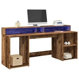 Schreibtisch mit LED-Beleuchtung, verwittertes Holz, 200x55x91 cm. von , Schreibtische - Ref: Foro24-3309445, Preis: 185,81 €...