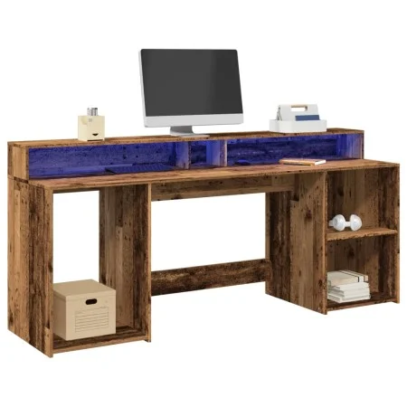 Schreibtisch mit LED-Beleuchtung, verwittertes Holz, 200x55x91 cm. von , Schreibtische - Ref: Foro24-3309445, Preis: 185,81 €...