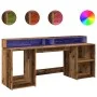 Schreibtisch mit LED-Beleuchtung, verwittertes Holz, 200x55x91 cm. von , Schreibtische - Ref: Foro24-3309445, Preis: 185,81 €...