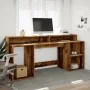 Schreibtisch mit LED-Beleuchtung, verwittertes Holz, 200x55x91 cm. von , Schreibtische - Ref: Foro24-3309445, Preis: 185,81 €...