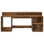 Engineered aged wood desk with LED lights 200x55x91 cm by , Desks - Ref: Foro24-3309445, Price: 188,70 €, Discount: %