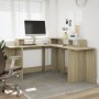 Schreibtisch mit LED-Beleuchtung, Eichenholz Sonoma, 152x152x91 cm. von , Schreibtische - Ref: Foro24-3309458, Preis: 175,98 ...