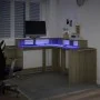Escritorio con LED madera ingeniería roble Sonoma 152x152x91 cm de , Escritorios - Ref: Foro24-3309458, Precio: 173,39 €, Des...
