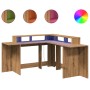 Engineered wood artisan desk with LED light, 152x152x91 cm by , Desks - Ref: Foro24-3309464, Price: 178,83 €, Discount: %