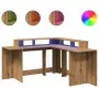 Schreibtisch mit LED-Beleuchtung aus Holz, handgefertigt, 152x152x91 cm. von , Schreibtische - Ref: Foro24-3309464, Preis: 17...
