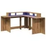 Schreibtisch mit LED-Beleuchtung aus Holz, handgefertigt, 152x152x91 cm. von , Schreibtische - Ref: Foro24-3309464, Preis: 17...