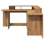 Engineered wood artisan desk with LED light, 152x152x91 cm by , Desks - Ref: Foro24-3309464, Price: 176,15 €, Discount: %