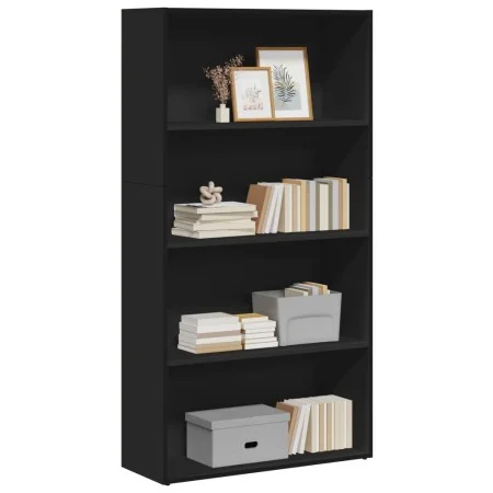Engineered wood black shelf 80x30x152 cm by , Bookcases and shelves - Ref: Foro24-857941, Price: 65,65 €, Discount: %