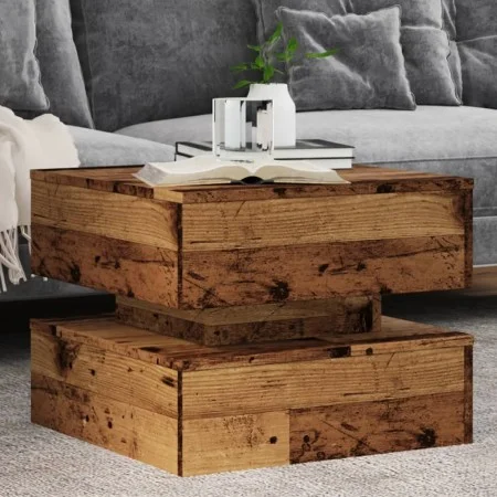 Mesa de centro con luces LED madera envejecida 50x50x40 cm de , Mesas de centro - Ref: Foro24-857716, Precio: 70,65 €, Descue...