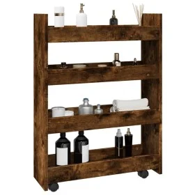 Narrow storage cart 4 levels smoked oak wood by , Kitchen and dining carts - Ref: Foro24-855263, Price: 57,72 €, Discount: %