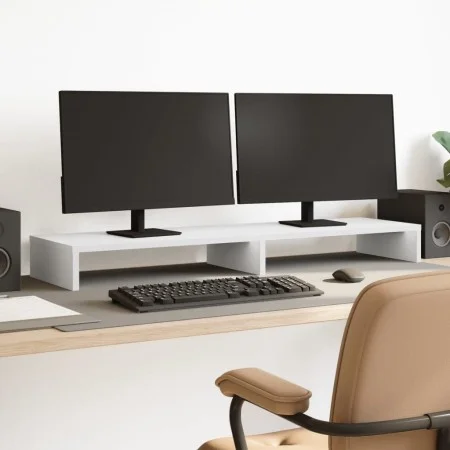 Wooden screen stand, white, 100x27x10 cm by , Computer bases and risers - Ref: Foro24-854652, Price: 31,67 €, Discount: %