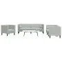 Set sofás Chesterfield con cojines 3 pzas terciopelo gris claro by , Sofas - Ref: Foro24-3209281, Price: 699,72 €, Discount: %