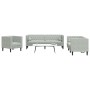 Set sofás Chesterfield con cojines 3 pzas terciopelo gris claro by , Sofas - Ref: Foro24-3209281, Price: 636,63 €, Discount: %