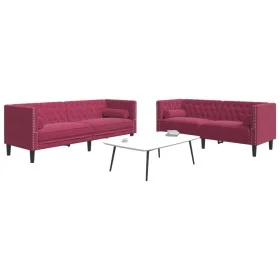 Set sofás Chesterfield con cojines 2 pzas terciopelo rojo tinto by , Sofas - Ref: Foro24-3209295, Price: 628,29 €, Discount: %